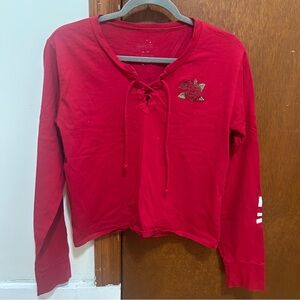 Hollister Red Lace-Up Long Sleeve Top